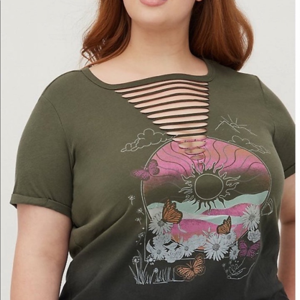 Torrid SLASH TEE - GOLDEN DAY DIP DYE BLACK